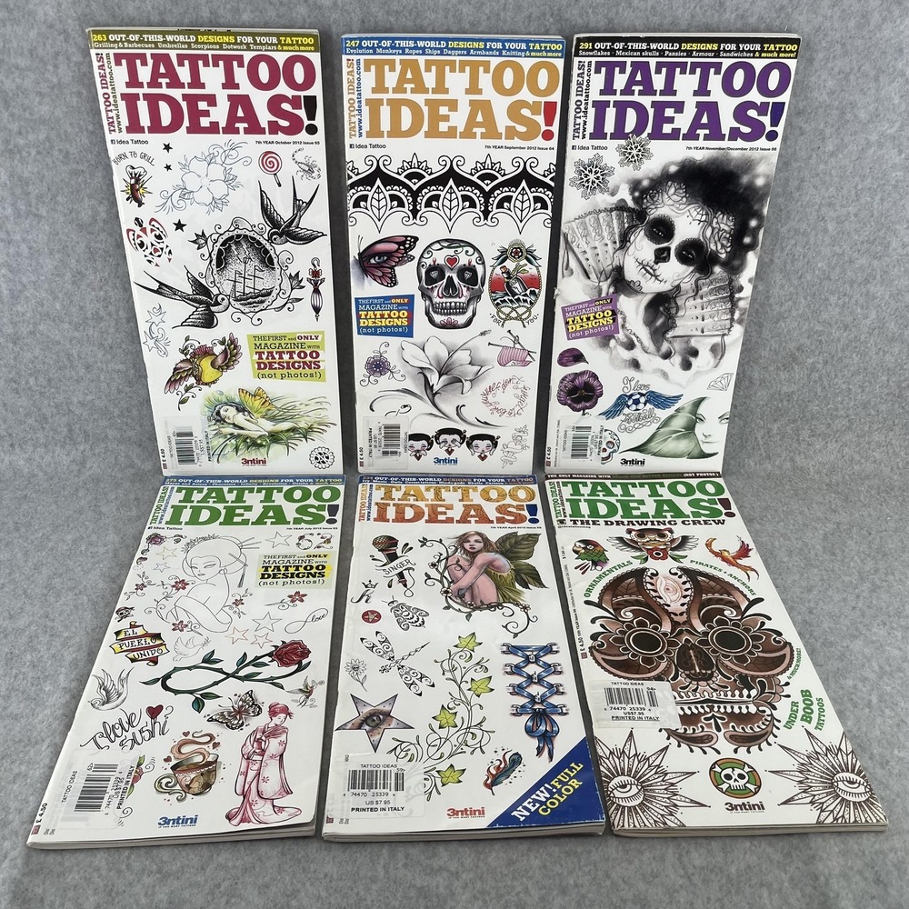 Tattoo Ideas Magazine Lot 6 3ntini 2012‎ Design Art Printed In Italy Softcover